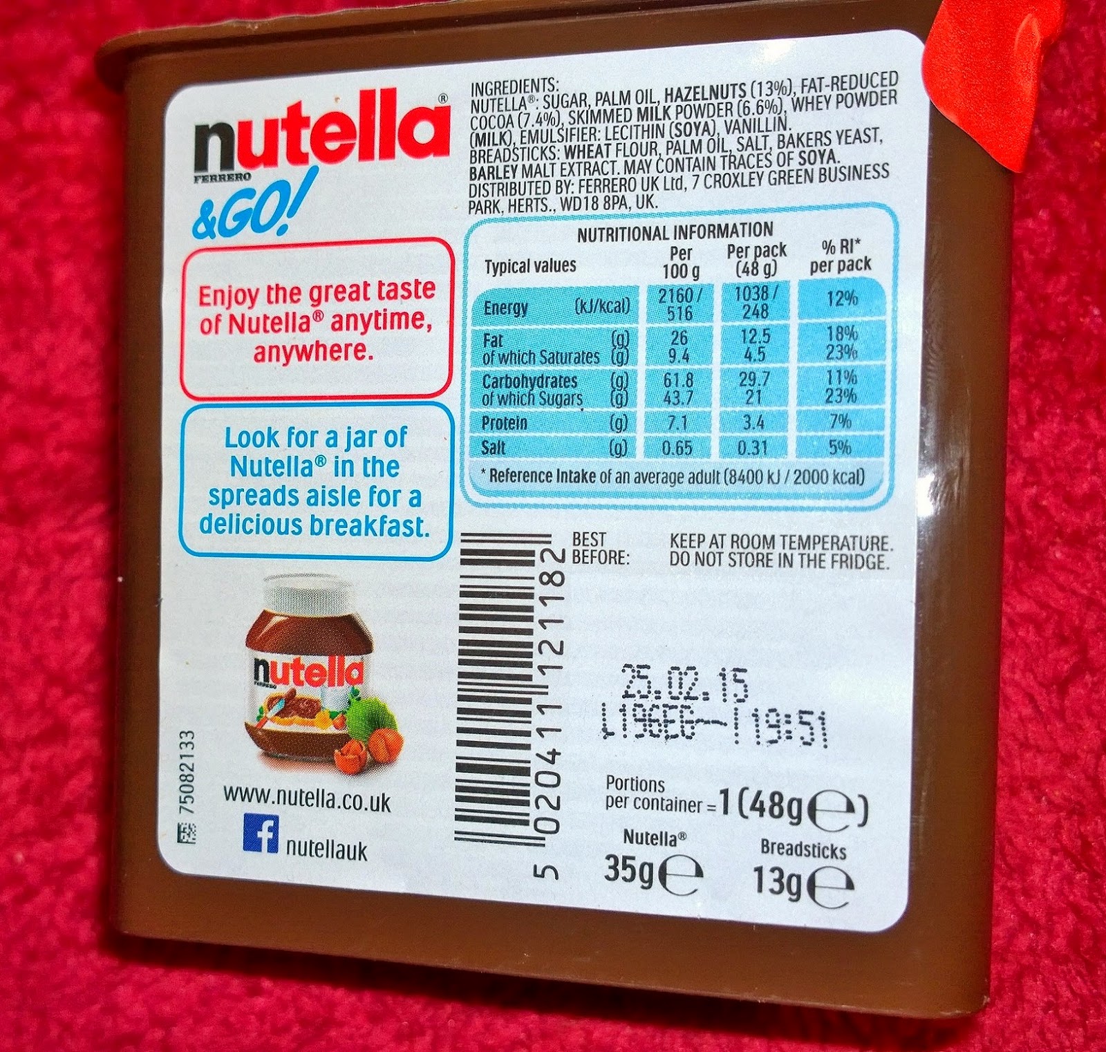 Nutella And Go Nutrition Label Besto Blog